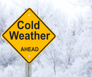 Photo showing cold weather ahead sign