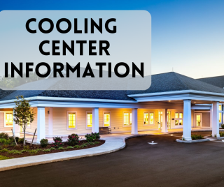 Photograph of West Boylston Senior Center with the words, "Cooling Center Information"