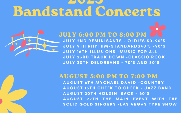 Bandstand Concert line up with dates